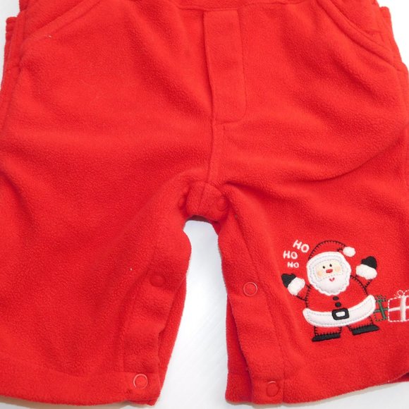 Baby Oshkosh B'gosh 3 months Red Fleece Christmas Santa Claus Overalls - Picture 3 of 7